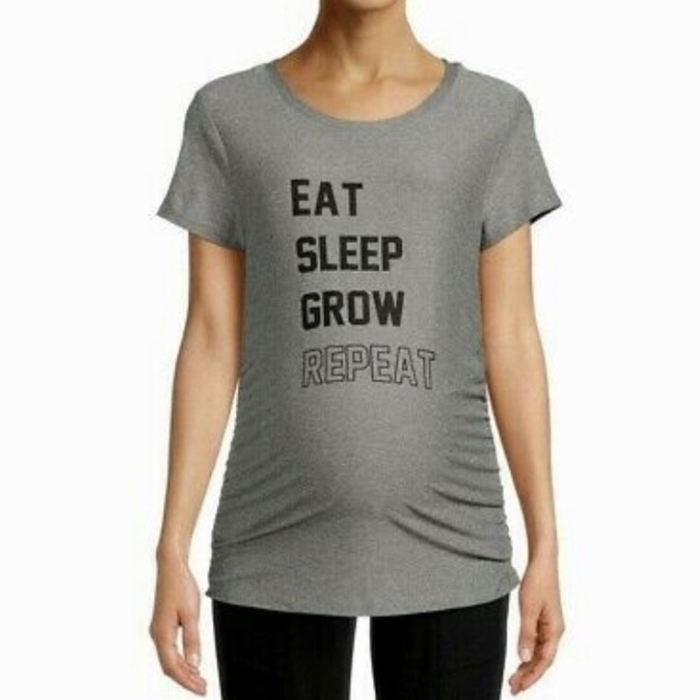 Time and Tru Womens Maternity Graphic Tee XL 16-18 New with Tags Gray Soft Eat